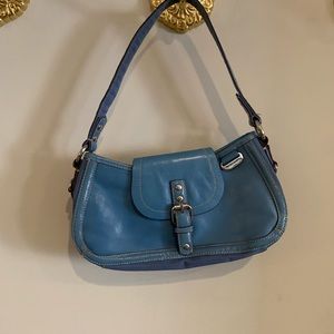 Y2K Genuine Leather Blue Purse